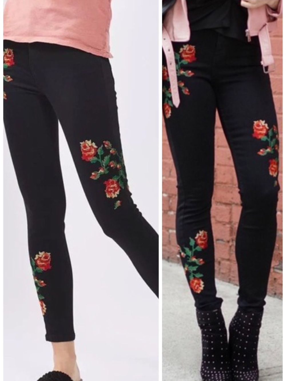 Topshop Moto Embroidered Floral Jamie Skinny Jeans Size 34 EUC